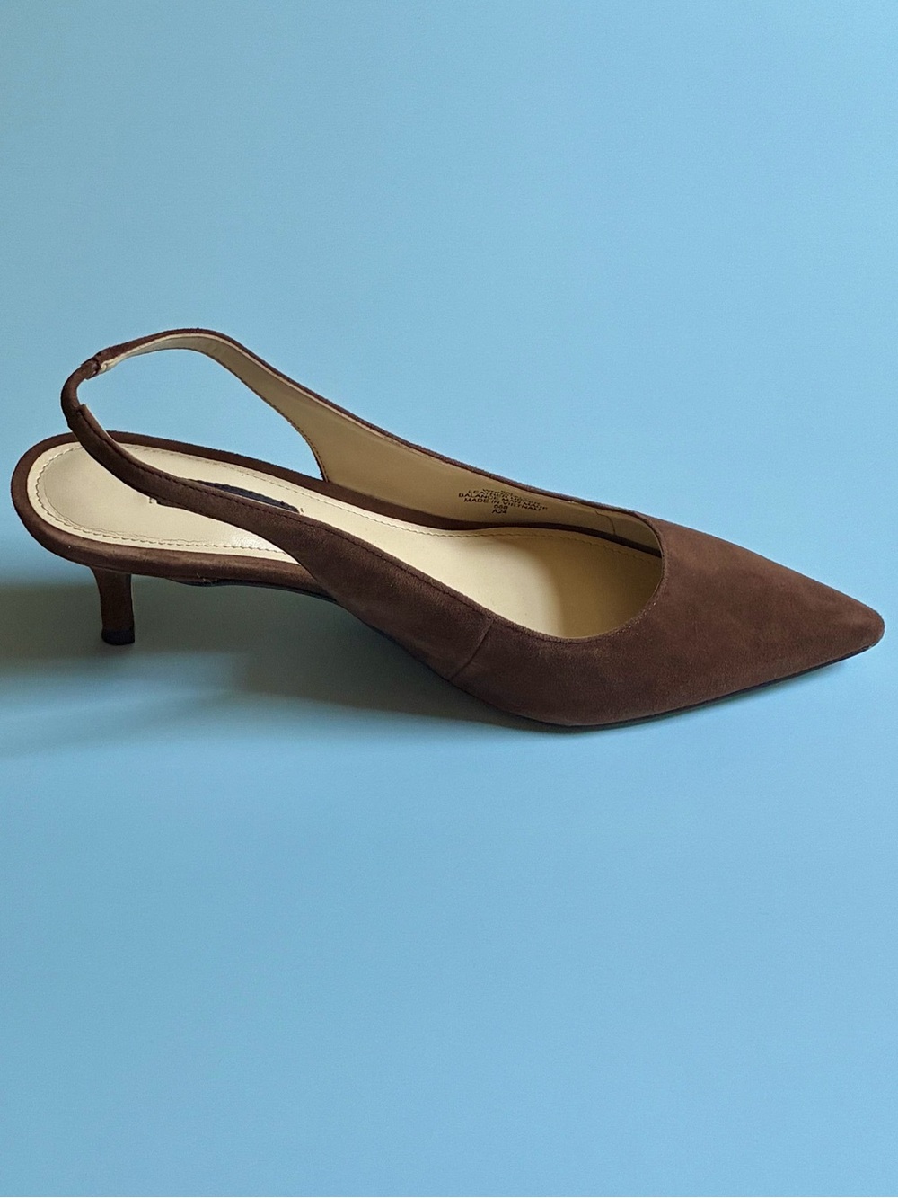 NWT Nine West Nataly Walnut Brown Suede Slingback Pump - Size 6